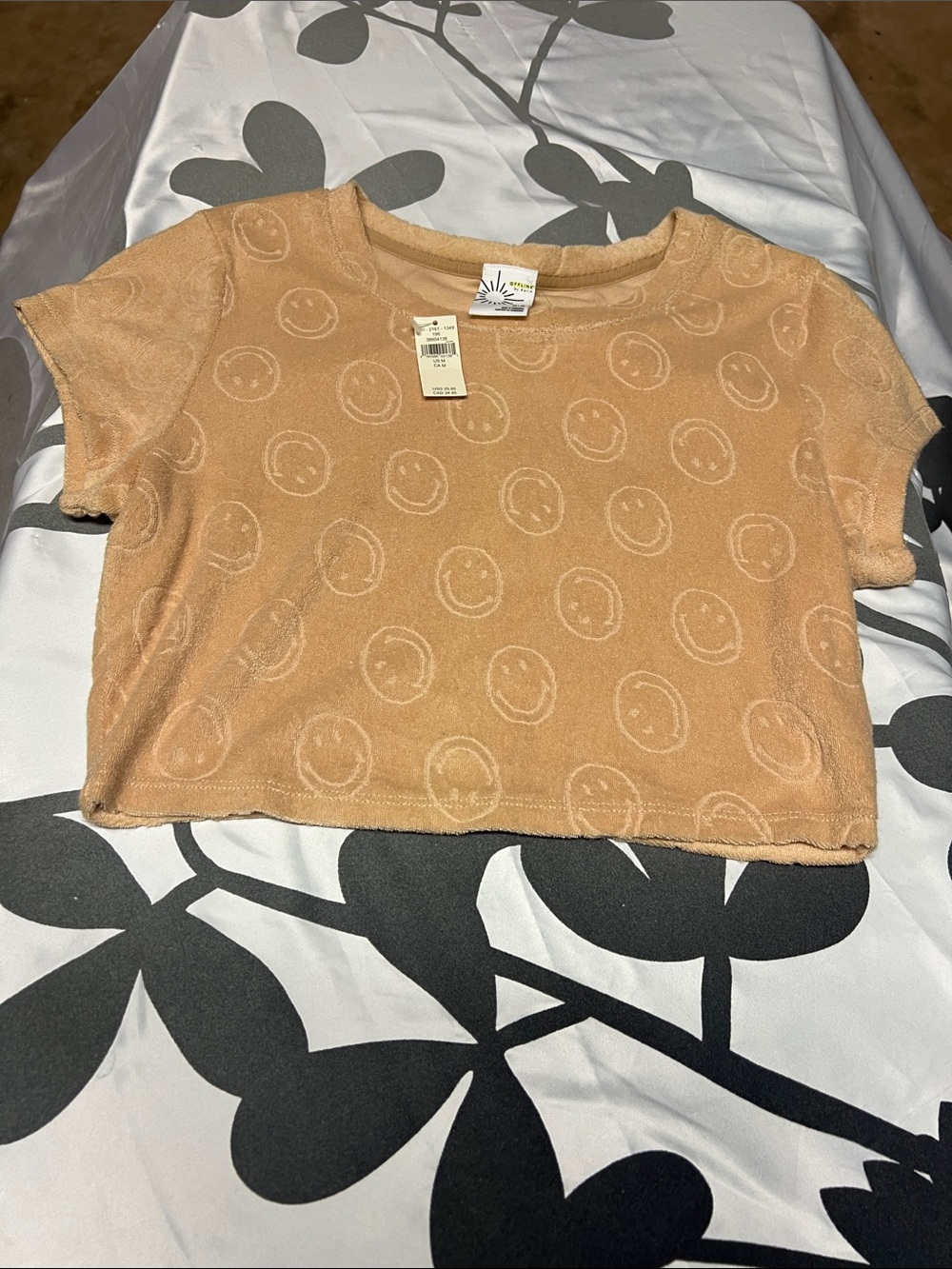 aerie Terry Crop Tee - Peach